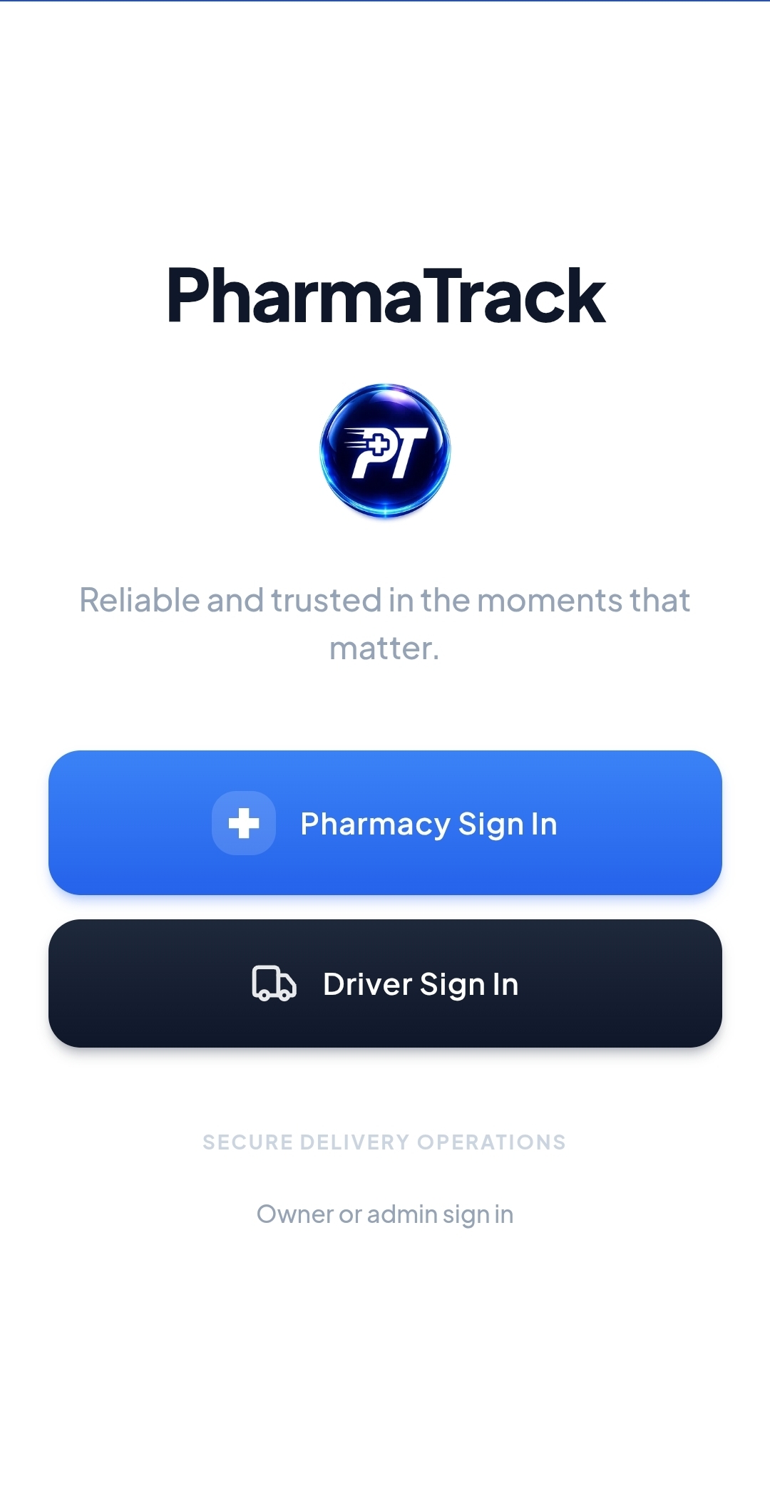 PharmaTrack mobile workflow screenshot