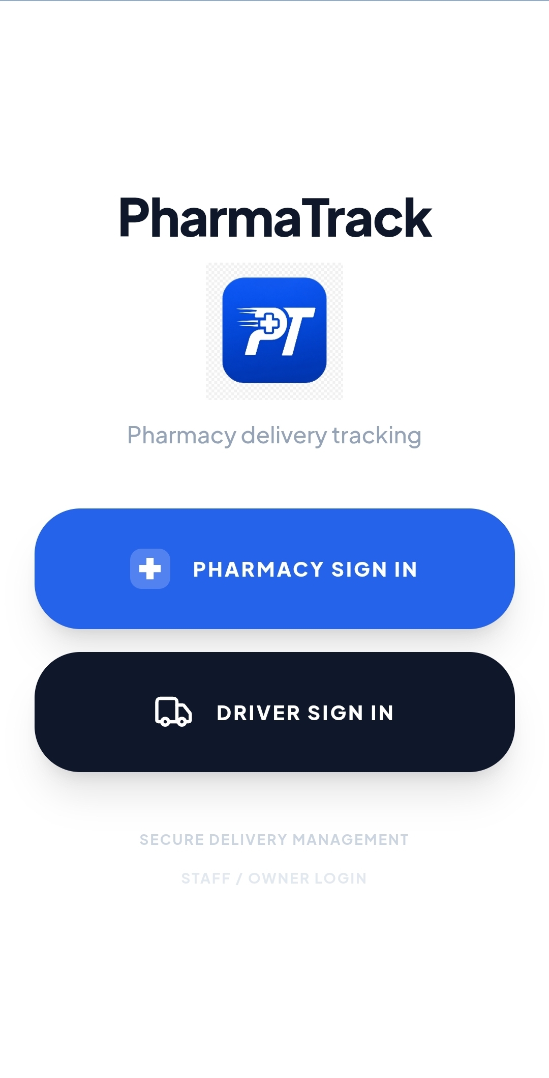 PharmaTrack mobile workflow screenshot